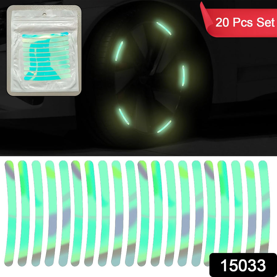 Reflective Car Wheel Stickers Multicolored 20 Pcs For Night Safety Velvet Wheels