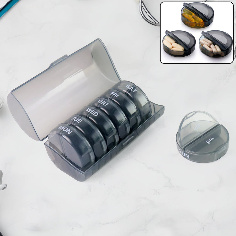 Weekly Pill Organizer 2 Times a Day Travel 7 Day Pill Box