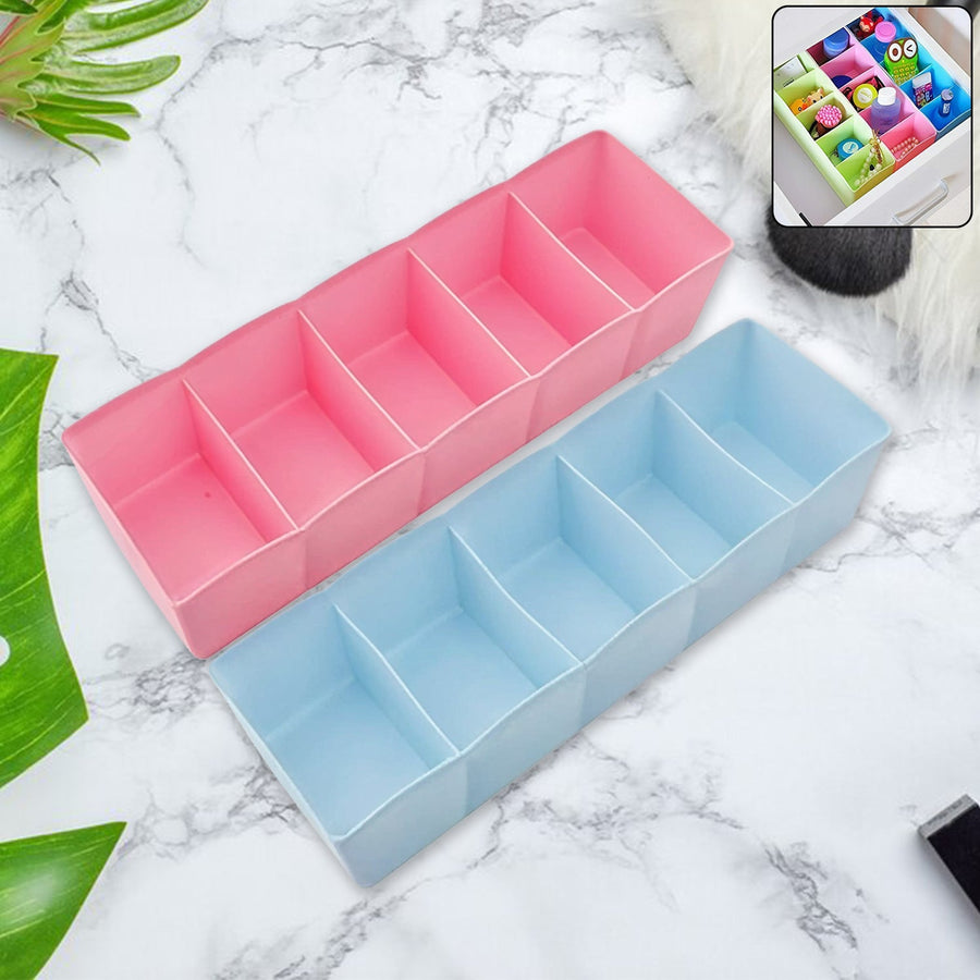 5 Compartments Socks / Handkerchief / Underwear Storage Box, Socks tray (pack of 2)