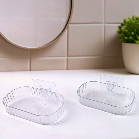 Self Adhesive Transparent Wall Mounted Soap Dish Holder