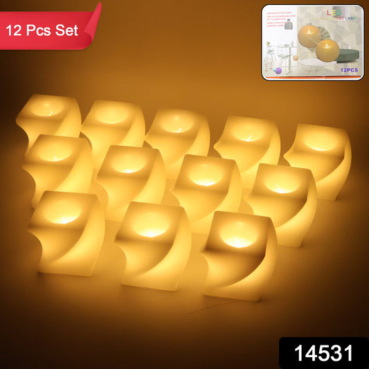 12Pc Square Shape Tealight Diwali Candles
