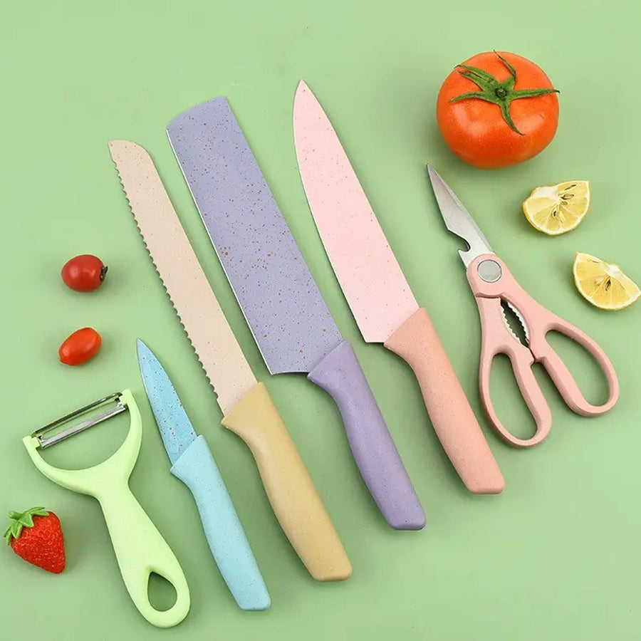 Corrugated 6 Pc Kitchen Knife Set – Professional Knives with Storage Box