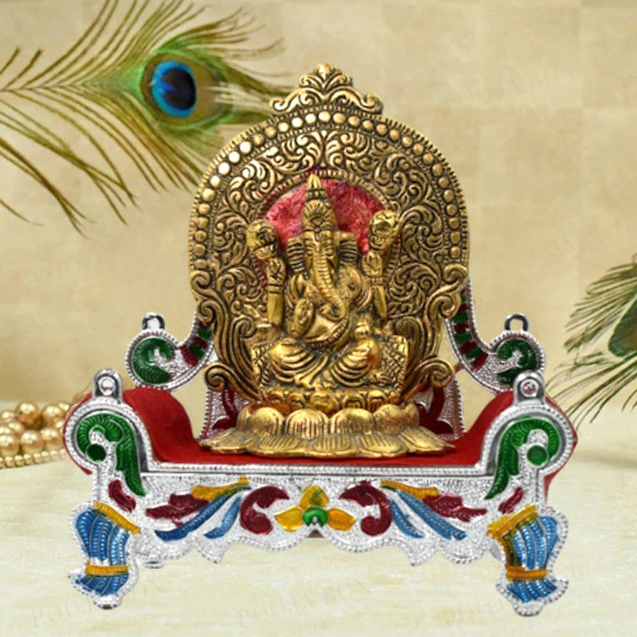 Bal Gopal Sihasan Throne - Large Decorative Stand for Home Temple Deity Display