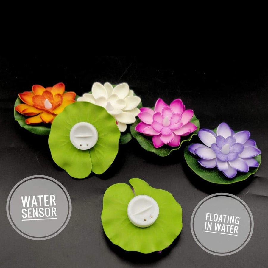 Water Floating Smokeless Candles & Lotus Flowers Sensor Led TeaLight  (Pack of 6)