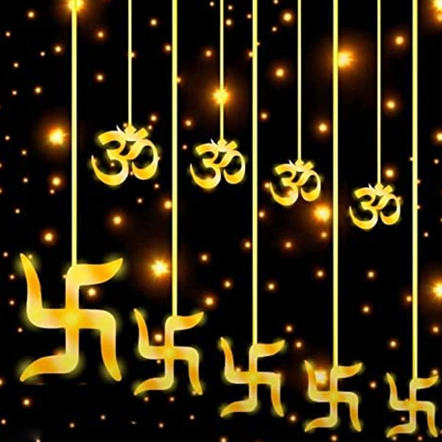 Swastik Om Curtain Decorative LED String Lights with 12 Props for Diwali & Home