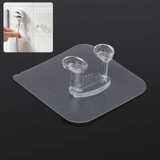 Transparent Self-Adhesive Wall Hook Waterproof & Oil-Proof Strong Holder (1 Pc)