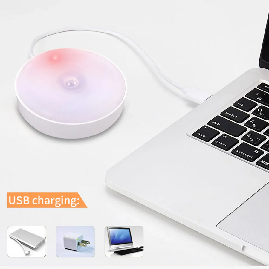 Round Shape 8 LED Motion Sensor Induction Led Light (1 Pc)