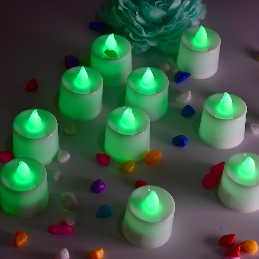 Green Flameless LED Tealights Smokeless Candles for Home Decoration Pack of 24