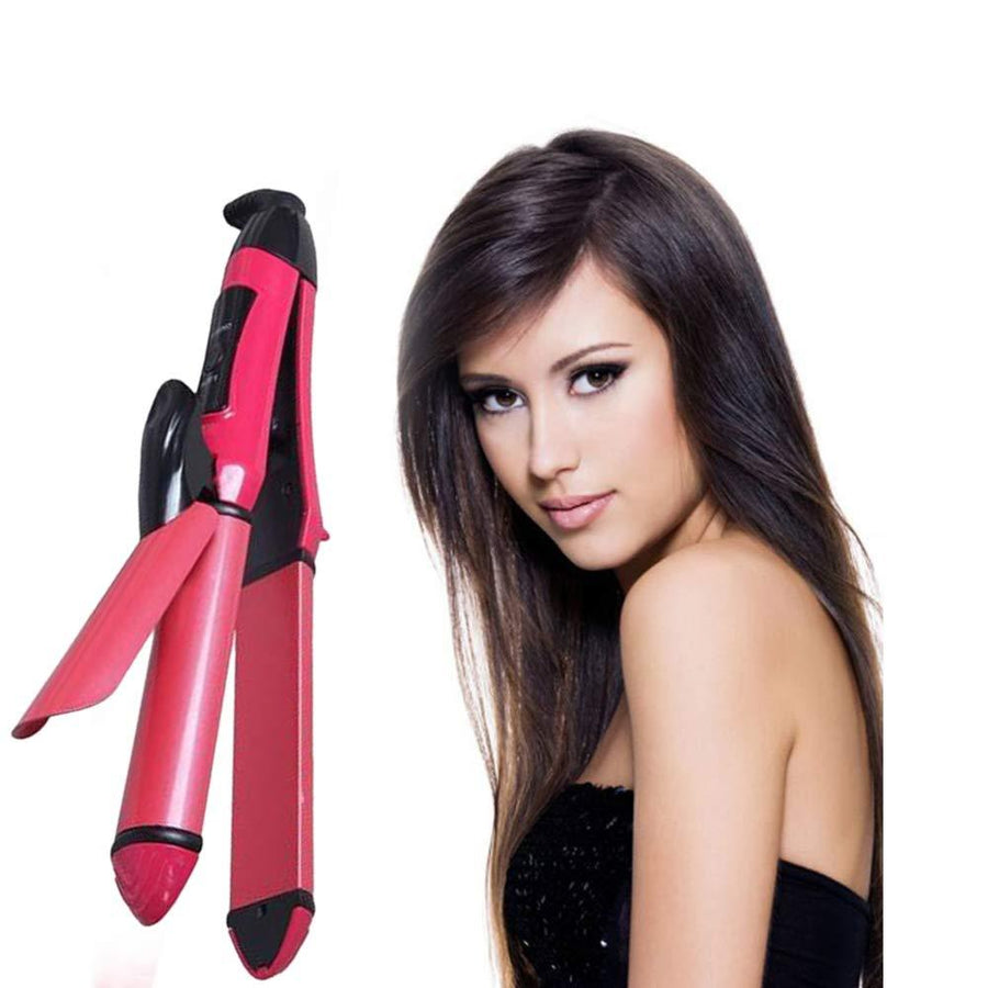 2-in-1 Hair Straightener & Curler – Heating Iron for Styling Hair & Accessories