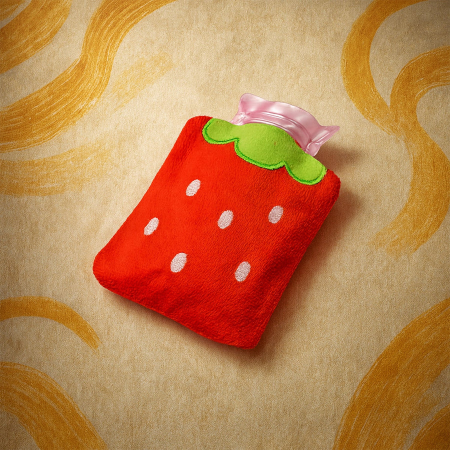 Strawberry design relief: mini hot water bag for neck & shoulders