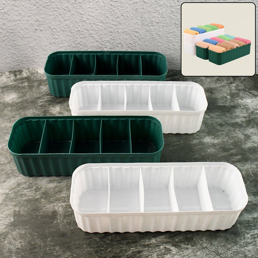 5 Compartments Socks / Handkerchief / Underwear Storage Boxes, Socks tray (pack of 4)