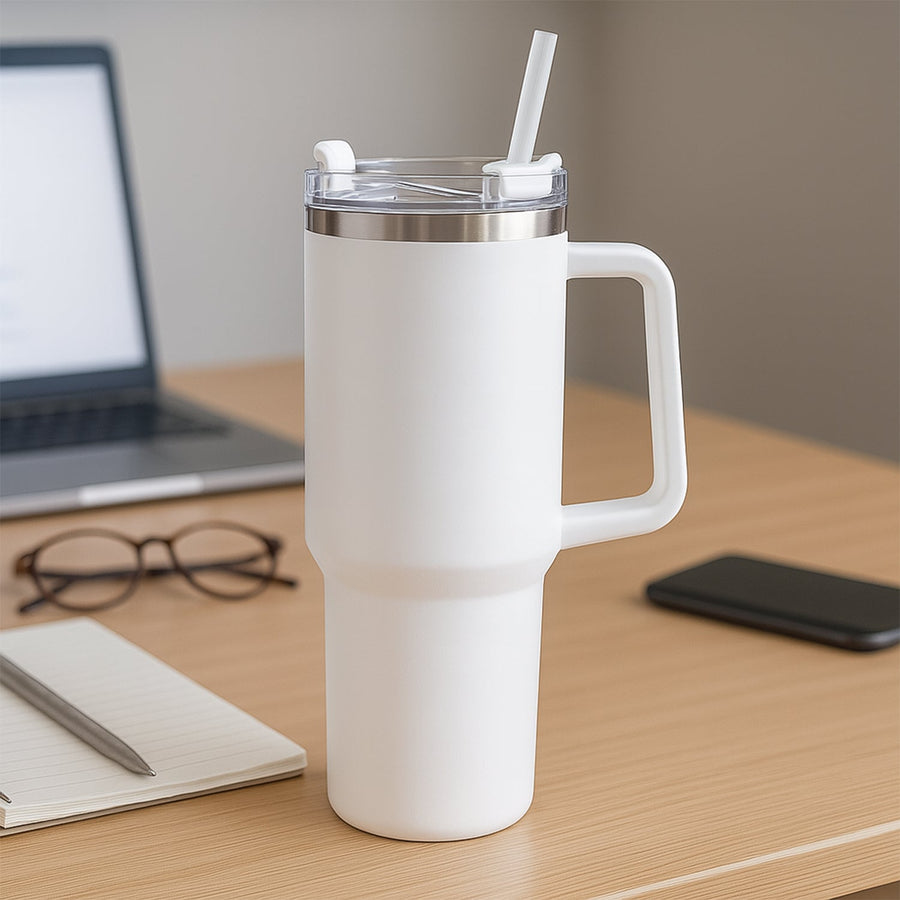 890 ML Insulated Stainless-Steel Travel Tumbler White Color (1 Pc )
