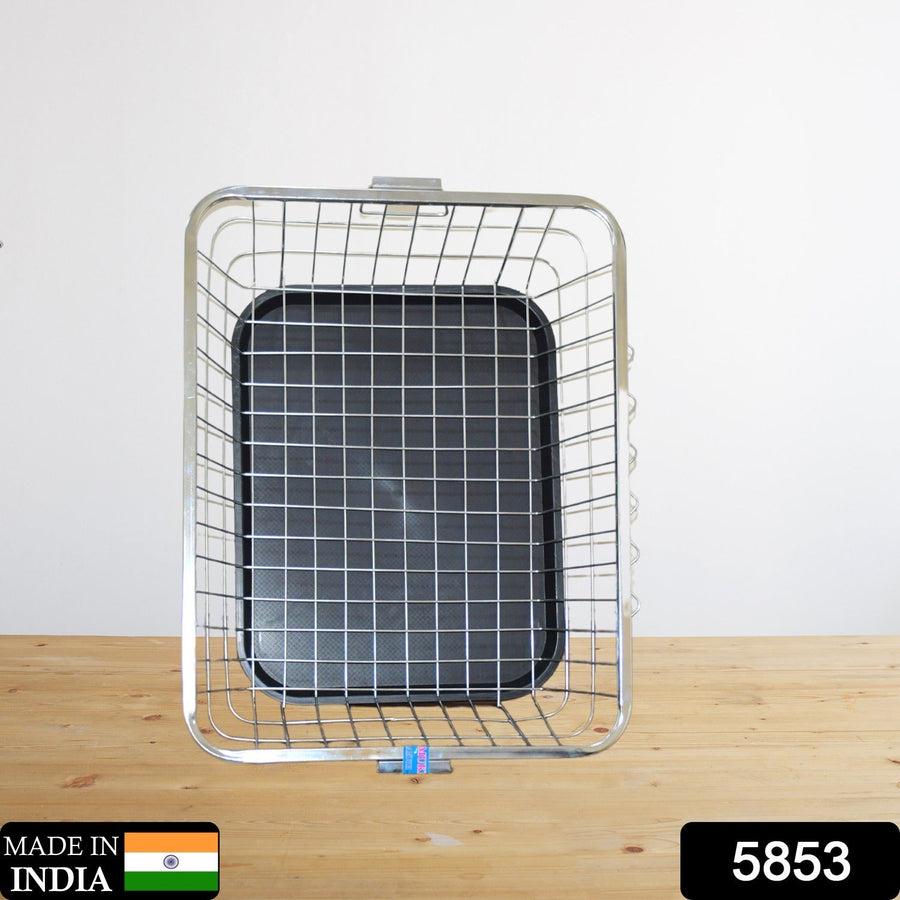 Dish Drainer Rack  With Drip Tray Stainless Steel Dish Drainer Rack with Drip Tray, Utensil Drying Stand for Kitchen Plate Rack Bartan Basket for Kitchen Utensils/Dish Drying Rack with Drainer/Bartan Basket/Plate Stand ( 57 x 45 x 19 cm)